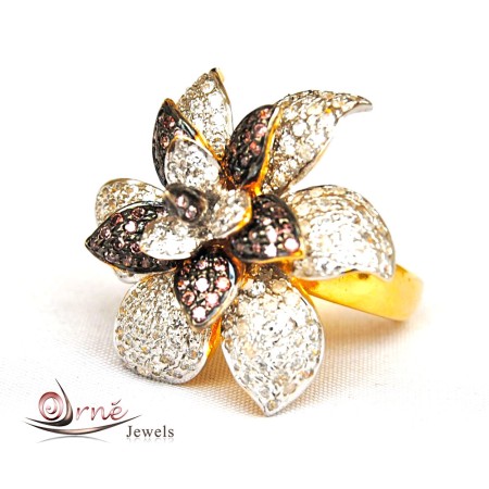 Diamond Wine Floral Cocktail Ring